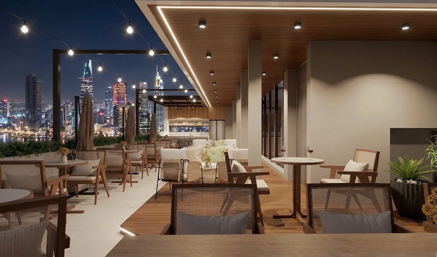 Phối cảnh 3D hành lang sân thượng Tòa nhà Văn phòng Công ty Du lịch Hoàn Mỹ